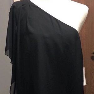 NWT Bisou Bisou Size 16 One Shoulder Black Dress